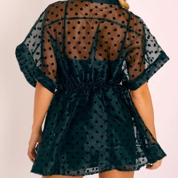 NWT Polka Dot Chiffon Sheer Mini Dress S:Sm-Med - Picture 6 of 10